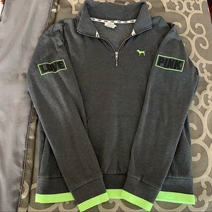 PINK Grey Half Zip Sweater - S